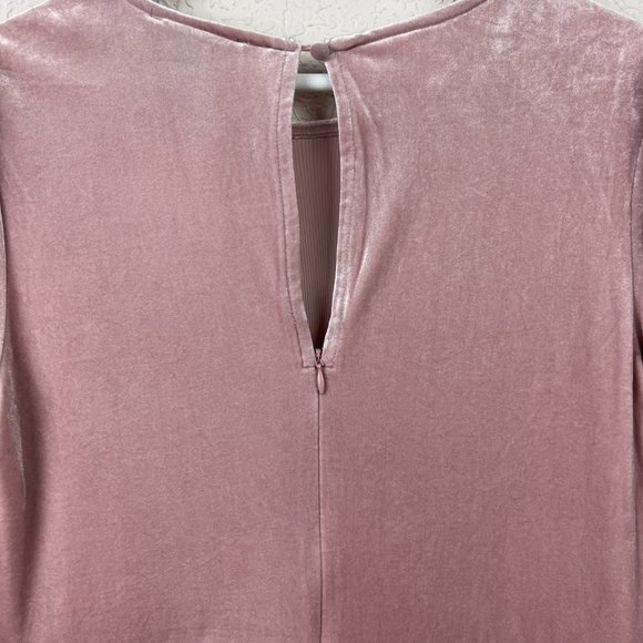 NWT FOREVER 21 Womens L Blush Pink Ruffle Hem 3/4 Sleeve Button Back Dress - Picture 8 of 12